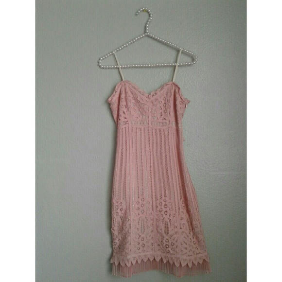 Betsey Johnson Dresses & Skirts - Betsey Johnson Blush Pink Floral Lace Dress Size 2